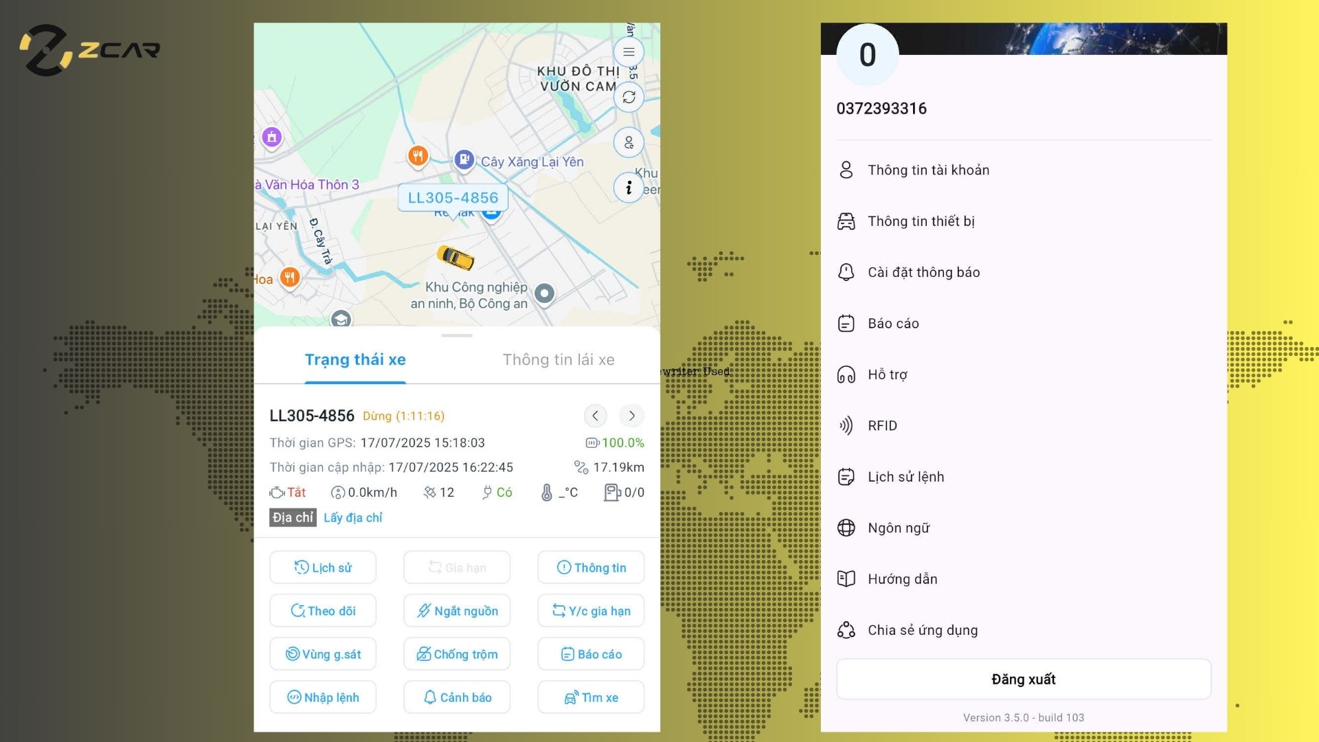 Giao diện chính khi vào app