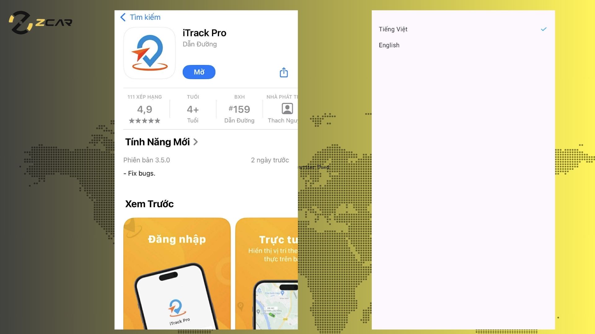 Ứng dụng cài đặt trên App store